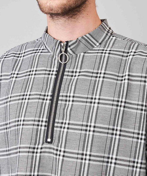 Luv maison（ラブメゾン）の「グレンチェックスタンドジップ 半袖シャツ（シャツ/ブラウス・メンズ・グレー・L/M）」の20枚目の写真