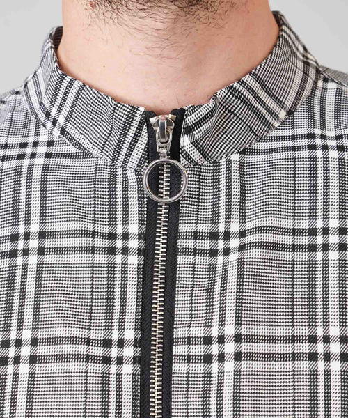 Luv maison（ラブメゾン）の「グレンチェックスタンドジップ 半袖シャツ（シャツ/ブラウス・メンズ・グレー・L/M）」の8枚目の写真