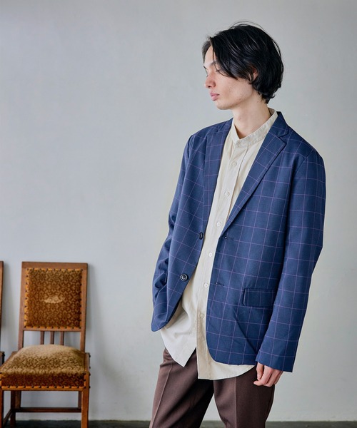 BARK MANHATTAN(バークマンハッタン)の「T/R 2B TAILORED JACKET ストレッチ テーラードジャケット(テーラードジャケット)」|ブルー系その他