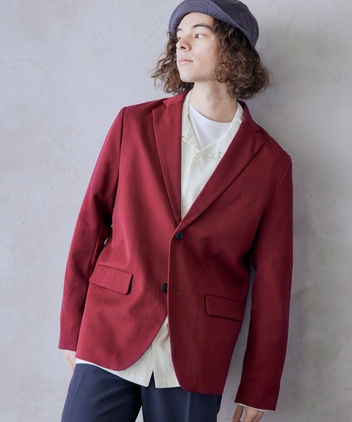 BARK MANHATTAN(バークマンハッタン)の「T/R 2B TAILORED JACKET ストレッチ テーラードジャケット(テーラードジャケット)」|ボルドー