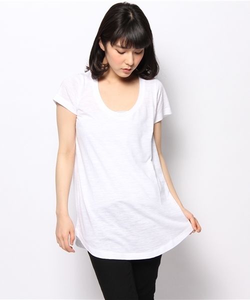 LOUNGEDRESS（ラウンジドレス）の「スラブTシャツ（Tシャツ/カットソー・レディース・カーキ/オフホワイト/ピンク・ﾌﾘ-）」の2枚目の写真