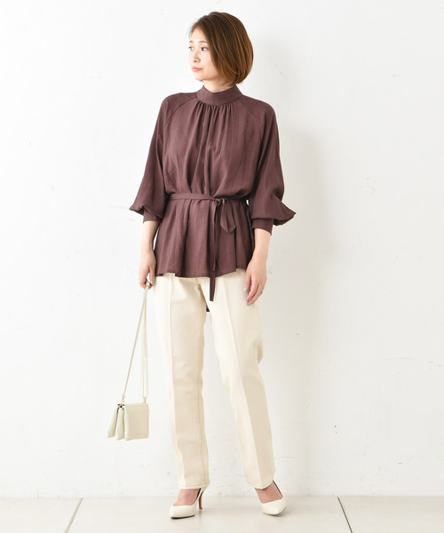 DouDou（ドゥドゥ）の「ハイネックボリュームBL（シャツ/ブラウス・レディース・ベージュ/ブラウン・FREE）」の18枚目の写真