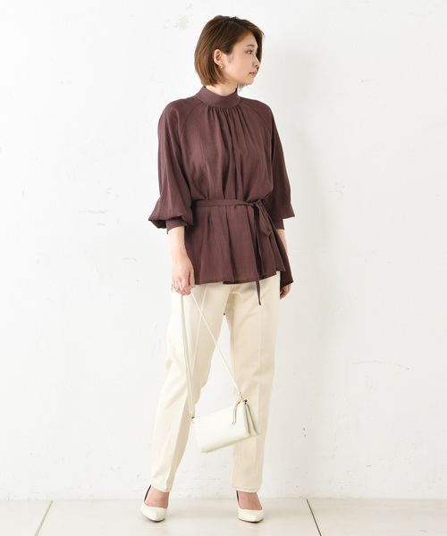 DouDou（ドゥドゥ）の「ハイネックボリュームBL（シャツ/ブラウス・レディース・ベージュ/ブラウン・FREE）」の15枚目の写真