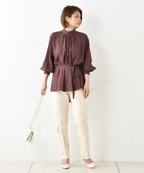 DouDou（ドゥドゥ）の「ハイネックボリュームBL（シャツ/ブラウス・レディース・ベージュ/ブラウン・FREE）」の14枚目の写真