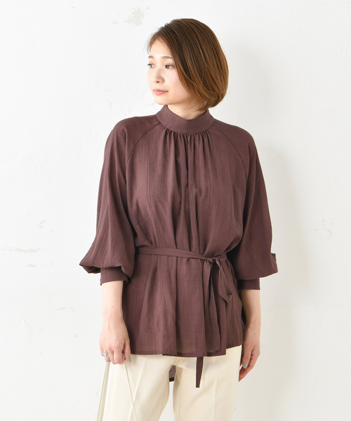 DouDou（ドゥドゥ）の「ハイネックボリュームBL（シャツ/ブラウス・レディース・ベージュ/ブラウン・FREE）」の13枚目の写真