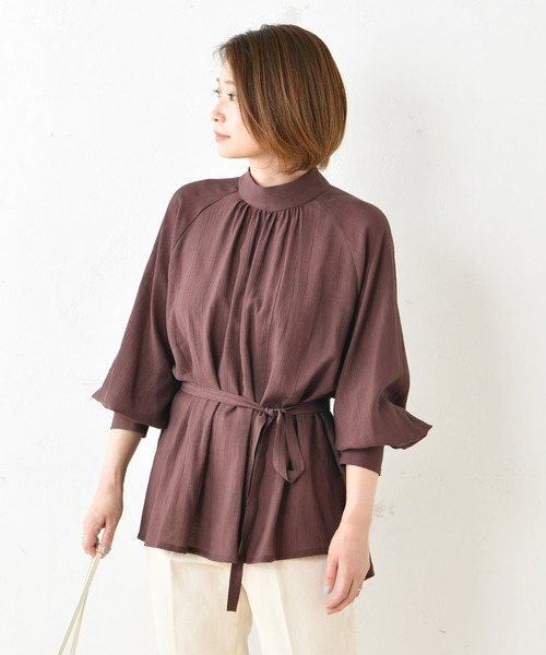 DouDou（ドゥドゥ）の「ハイネックボリュームBL（シャツ/ブラウス・レディース・ベージュ/ブラウン・FREE）」の12枚目の写真