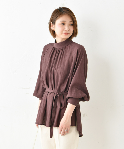 DouDou（ドゥドゥ）の「ハイネックボリュームBL（シャツ/ブラウス・レディース・ベージュ/ブラウン・FREE）」の11枚目の写真