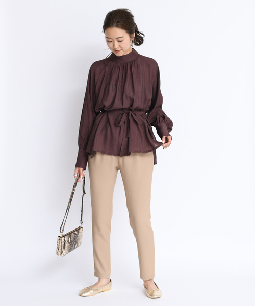 DouDou（ドゥドゥ）の「ハイネックボリュームBL（シャツ/ブラウス・レディース・ベージュ/ブラウン・FREE）」の9枚目の写真