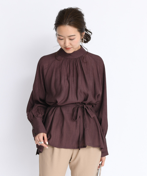 DouDou（ドゥドゥ）の「ハイネックボリュームBL（シャツ/ブラウス・レディース・ベージュ/ブラウン・FREE）」の5枚目の写真