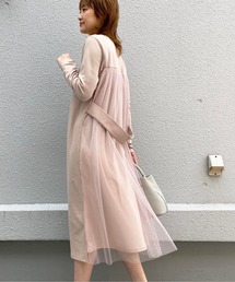 カットソーxチュールワンピース