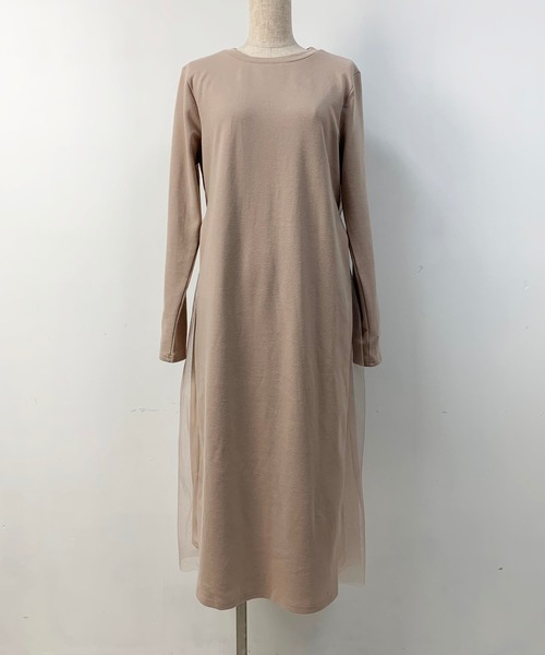 PICCIN(ピッチン)の「カットソーxチュールワンピース(ワンピース・レディース・ブラック/ベージュ/カーキ・MEDIUM/LARGE)」の9枚目の写真