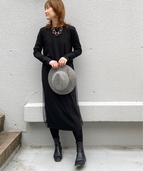 PICCIN(ピッチン)の「カットソーxチュールワンピース(ワンピース・レディース・ブラック/ベージュ/カーキ・MEDIUM/LARGE)」の7枚目の写真