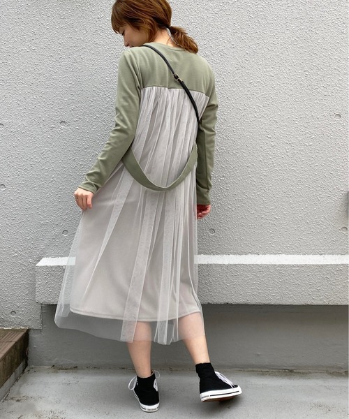 PICCIN(ピッチン)の「カットソーxチュールワンピース(ワンピース・レディース・ブラック/ベージュ/カーキ・MEDIUM/LARGE)」の17枚目の写真