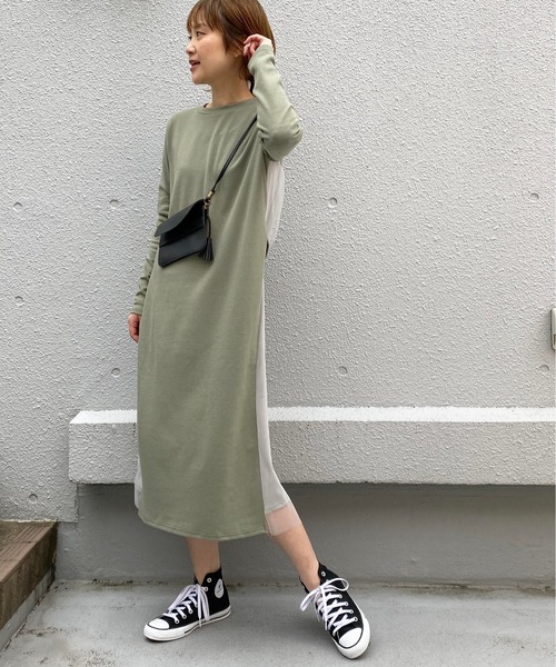 PICCIN(ピッチン)の「カットソーxチュールワンピース(ワンピース・レディース・ブラック/ベージュ/カーキ・MEDIUM/LARGE)」の18枚目の写真