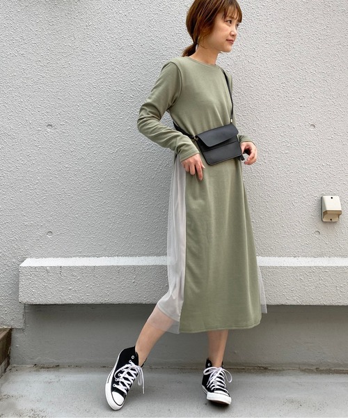 PICCIN(ピッチン)の「カットソーxチュールワンピース(ワンピース・レディース・ブラック/ベージュ/カーキ・MEDIUM/LARGE)」の19枚目の写真