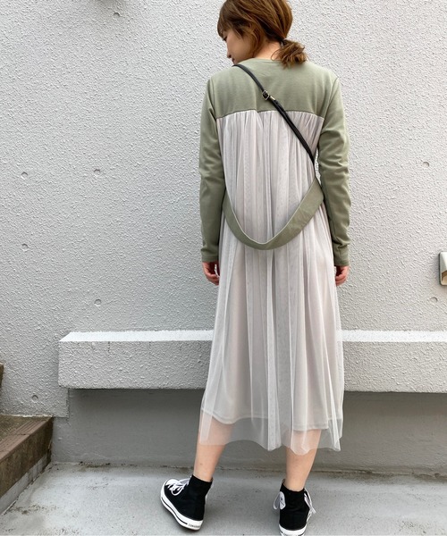 PICCIN(ピッチン)の「カットソーxチュールワンピース(ワンピース・レディース・ブラック/ベージュ/カーキ・MEDIUM/LARGE)」の20枚目の写真