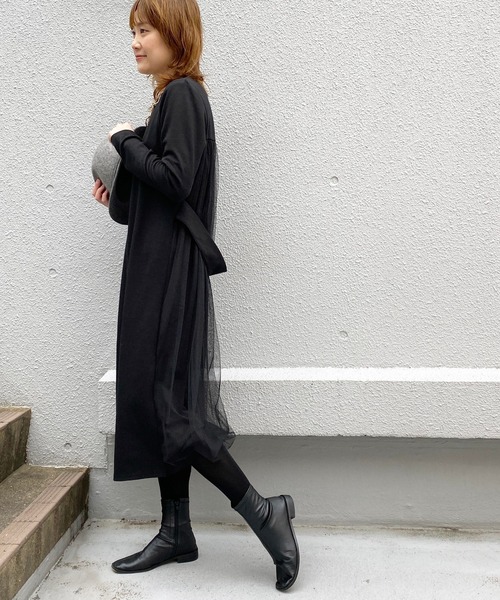 PICCIN(ピッチン)の「カットソーxチュールワンピース(ワンピース・レディース・ブラック/ベージュ/カーキ・MEDIUM/LARGE)」の8枚目の写真