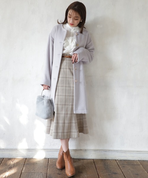 one after another NICE CLAUP(ワンアフターアナザーナイスクラップ)の「プチハイネックフリルブラウス(シャツ/ブラウス・レディース・アイボリー/ブラウン/モカ・FREE)」の14枚目の写真