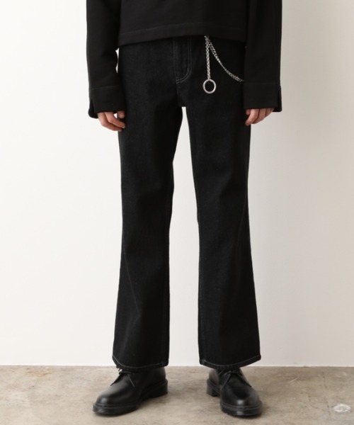 JUNRED（ジュンレッド）の「【WEB別注アイテム】デニムフレアパンツ（デニムパンツ・メンズ・ブラック/ネイビー・S/M/L）」の2枚目の写真