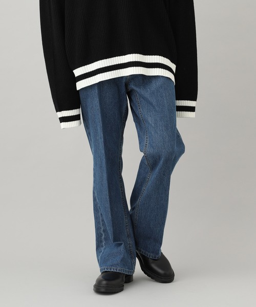 JUNRED（ジュンレッド）の「【WEB別注アイテム】デニムフレアパンツ（デニムパンツ・メンズ・ブラック/ネイビー・S/M/L）」の4枚目の写真