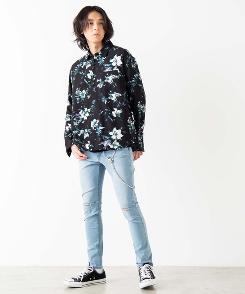 WEGO（ウィゴー）の「WEGO/ダークフラワーポプリンシャツ（シャツ/ブラウス・メンズ・その他1/その他2・MEDIUM/LARGE）」の8枚目の写真