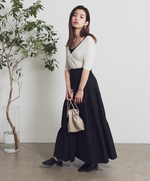 Aunt Marie's（アントマリーズ）の「AUNT MARIE’S　ティアードロングスカート（スカート・レディース・ブラック/ベージュ/グリーン・FREE）」の6枚目の写真