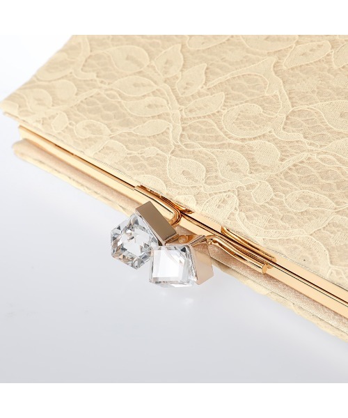 PourVous（プールヴー）の「リーフレースクラッチバッグ 結婚式 同窓会 オケージョン 二次会（クラッチバッグ・レディース・シルバー/ブラック/ベージュ・FREE）」の4枚目の写真