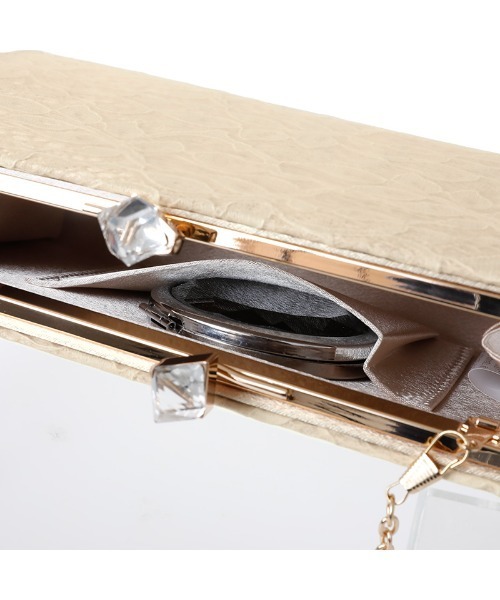 PourVous（プールヴー）の「リーフレースクラッチバッグ 結婚式 同窓会 オケージョン 二次会（クラッチバッグ・レディース・シルバー/ブラック/ベージュ・FREE）」の7枚目の写真