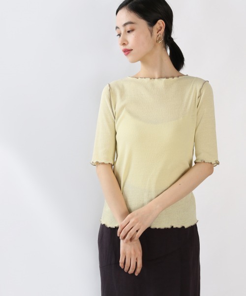 LOWRYS FARM（ローリーズファーム）の「メロータイト５Ｓ　881222（Tシャツ/カットソー・レディース・グリーン/アイボリー/ブラック/イエロー・FREE）」の4枚目の写真