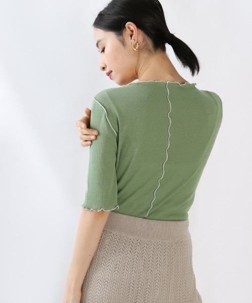 LOWRYS FARM（ローリーズファーム）の「メロータイト５Ｓ　881222（Tシャツ/カットソー・レディース・グリーン/アイボリー/ブラック/イエロー・FREE）」の21枚目の写真