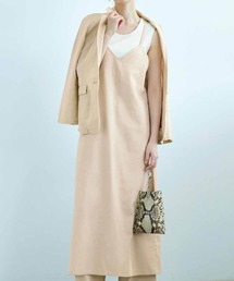 IEDIT リネン混素材で上質にこなれるロング丈キャミワンピース