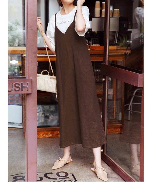 IEDIT(イディット)の「IEDIT リネン混素材で上質にこなれるロング丈キャミワンピース(ワンピース・レディース・ブラウン/ベージュ・SMALL/MEDIUM/LARGE/X-LARGE/XX-LARGE/XXX-LARGE)」の6枚目の写真
