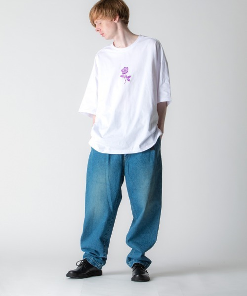 rehacer(レアセル)の「rehacer : One Rose Wide S/S / ワンローズ ワイドカットソー(Tシャツ/カットソー・メンズ・ホワイト/ブラック/ベージュ・SMALL/MEDIUM/LARGE/X-LARGE)」の4枚目の写真