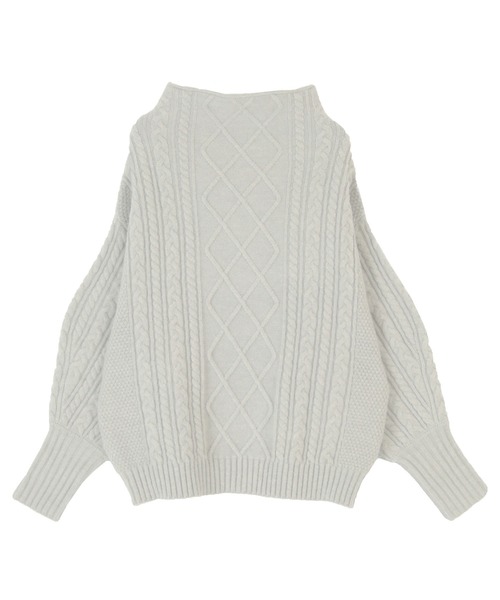 UR'S(ユアーズ)の「ケーブル編ボトルネックニットプルオーバー(ニット/セーター・レディース・ブラウン/オフホワイト/ライトベージュ/グレイッシュベージュ/ライトグレー・L/S/M)」の3枚目の写真