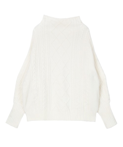 UR'S(ユアーズ)の「ケーブル編ボトルネックニットプルオーバー(ニット/セーター・レディース・ブラウン/オフホワイト/ライトベージュ/グレイッシュベージュ/ライトグレー・L/S/M)」の6枚目の写真