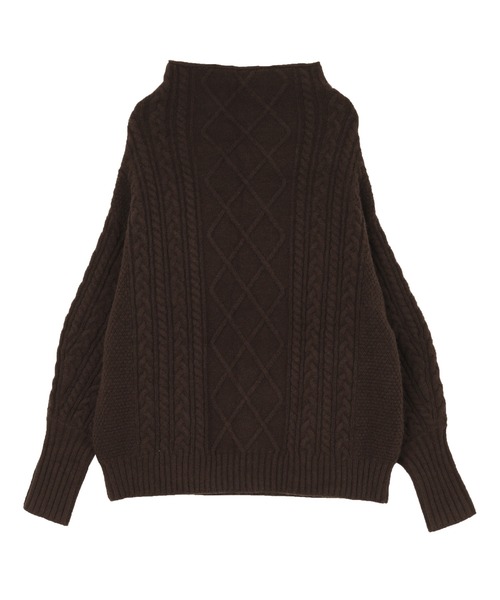 UR'S(ユアーズ)の「ケーブル編ボトルネックニットプルオーバー(ニット/セーター・レディース・ブラウン/オフホワイト/ライトベージュ/グレイッシュベージュ/ライトグレー・L/S/M)」の7枚目の写真