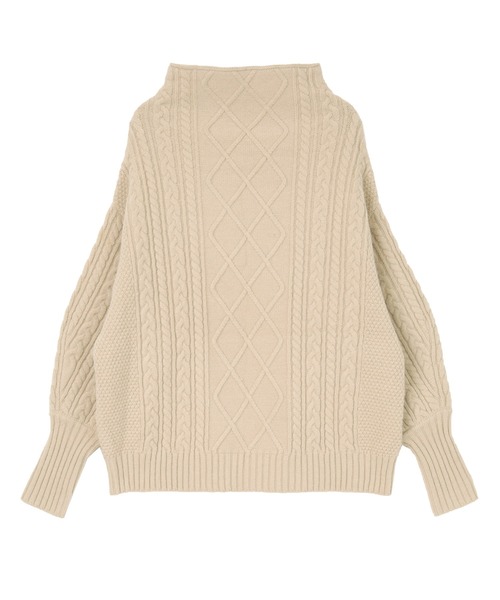 UR'S(ユアーズ)の「ケーブル編ボトルネックニットプルオーバー(ニット/セーター・レディース・ブラウン/オフホワイト/ライトベージュ/グレイッシュベージュ/ライトグレー・L/S/M)」の8枚目の写真
