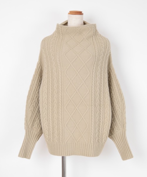 UR'S(ユアーズ)の「ケーブル編ボトルネックニットプルオーバー(ニット/セーター・レディース・ブラウン/オフホワイト/ライトベージュ/グレイッシュベージュ/ライトグレー・L/S/M)」の21枚目の写真