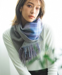 macocca | 内モンゴル産カシミヤ100％ チェックリバーシブルマフラー(マフラー)