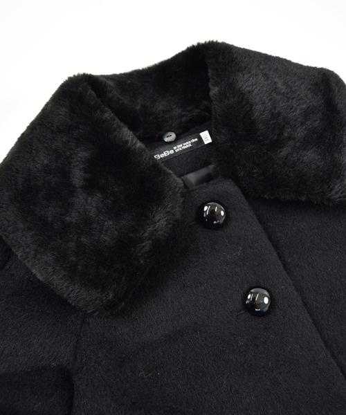 BeBe（ベベ）の「BeBe/エコファー 襟取り外し ポンチョ 風 コート (110  