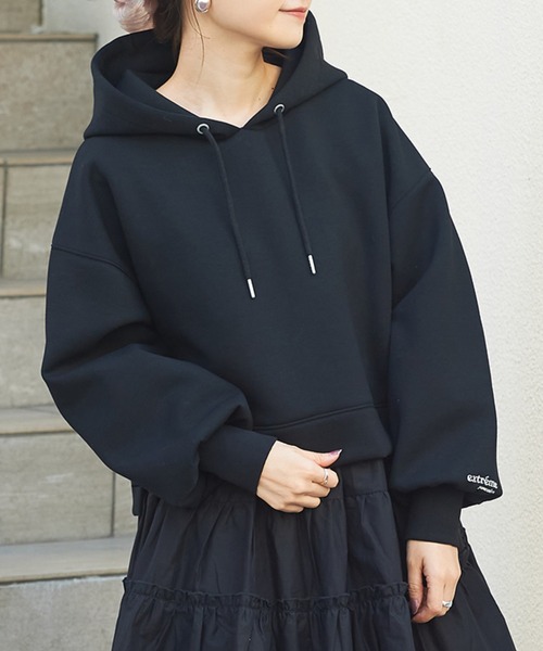 one after another NICE CLAUP(ワンアフターアナザーナイスクラップ)の「ショートパーカー(パーカー・レディース・ブラック/グレー/ピンク/アイボリー/ピンクベージュ・FREE)」の3枚目の写真