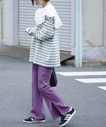 【forksy.】センタープレス サイドスリットフレアパンツ