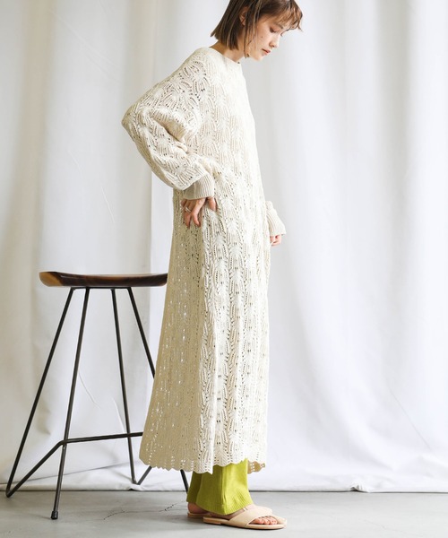 select MOCA(セレクトモカ)の「2021 SS 2WAY透かし編みスリットワンピース(ワンピース・レディース・ブルー/ライトグリーン/アイボリー・FREE)」の7枚目の写真