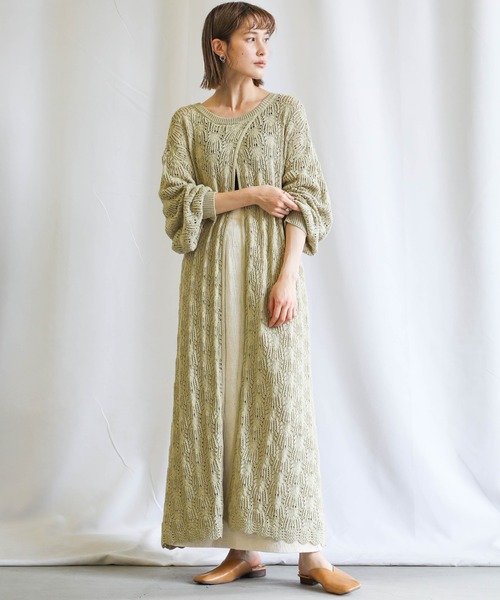 select MOCA(セレクトモカ)の「2021 SS 2WAY透かし編みスリットワンピース(ワンピース・レディース・ブルー/ライトグリーン/アイボリー・FREE)」の6枚目の写真