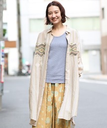 チチカカ | ストライプxクロス刺繍シャツワンピース(シャツワンピース)