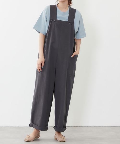 POU DOU DOU（プードゥドゥ）の「ワイドオーバーオール（サロペット/オーバーオール・レディース・カーキ/アイボリー/ダークグレー・3）」の3枚目の写真