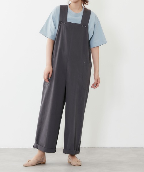 POU DOU DOU（プードゥドゥ）の「ワイドオーバーオール（サロペット/オーバーオール・レディース・カーキ/アイボリー/ダークグレー・3）」の13枚目の写真