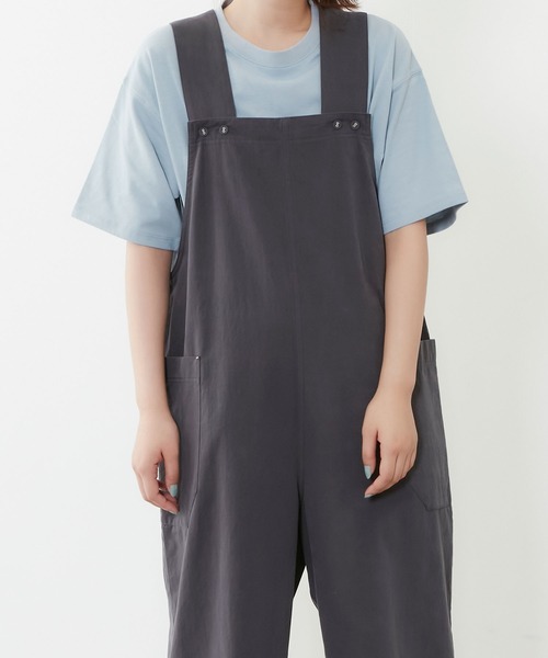 POU DOU DOU（プードゥドゥ）の「ワイドオーバーオール（サロペット/オーバーオール・レディース・カーキ/アイボリー/ダークグレー・3）」の16枚目の写真