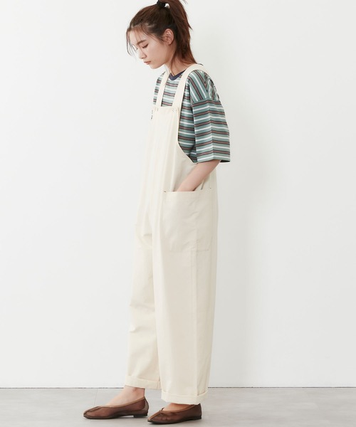 POU DOU DOU（プードゥドゥ）の「ワイドオーバーオール（サロペット/オーバーオール・レディース・カーキ/アイボリー/ダークグレー・3）」の19枚目の写真