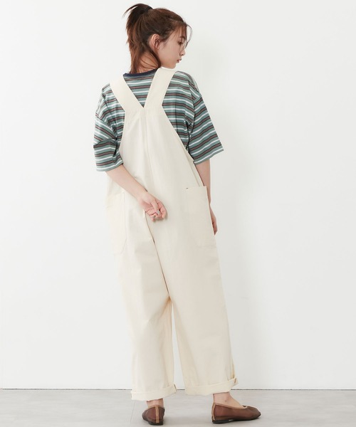 POU DOU DOU（プードゥドゥ）の「ワイドオーバーオール（サロペット/オーバーオール・レディース・カーキ/アイボリー/ダークグレー・3）」の20枚目の写真